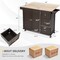 Wooden Kitchen Island Trolley with Storage Cabinet and Drop Leaf